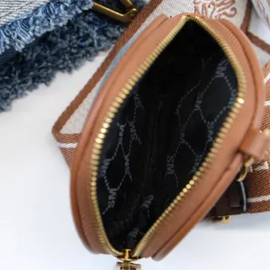 Steve Madden Tote Bag Women Blue Denim Frayed Log Large Satchel thumbnail 12