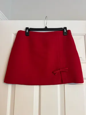 ASTR The Label Red Sophie Bow Embellished Mini Skirt thumbnail 3