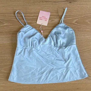 Hello Molly Kiss at Twilight Satin Pajama Top Size XS in Blue thumbnail 1