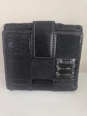 Coach Patchwork Black Gray Trifold Wallet thumbnail 2