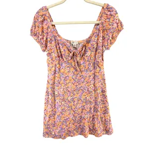 Billabong Dream Girl Mini Dress Womens M Orange Floral‎ Cottagecore Soft Girl thumbnail 2