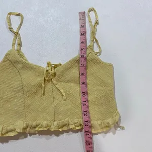 Urban Outfitters Yellow Smocked Ruffle Crop Cami Top Medium Cottagecore thumbnail 6