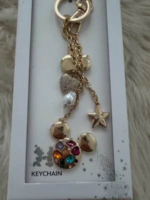 Disney Gold-tone Mickey Charm Keychain with Multicolor Gems and Star thumbnail 4