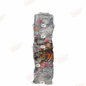 Ed Hardy Tattoo Tiger Mesh Maxi Dress Y2K Grunge Cyber Mock Neck Bodycon Size S thumbnail 9
