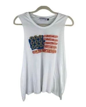 New Kid Dangerous Donut + Bacon American flag Graphic Muscle Tank Size Large thumbnail 3