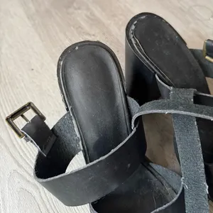 Women’s Black Faux Leather Platform Ankle Strap Heels thumbnail 15