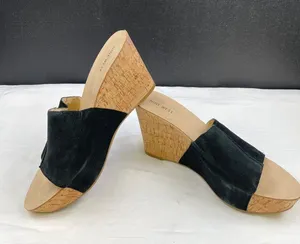 Nine West Women's Black Suede Shoes/Wedge Sandals Heel 4" Size 10 SKU 3742 thumbnail 1