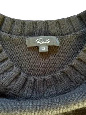 Rails Perci Jagged Tiger Sweater Cotton Cashmere Womens Size XS Black thumbnail 4