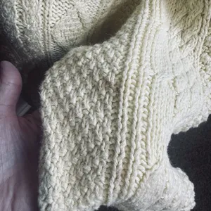 Butter Yellow Turtleneck‎ Sweater Cable Knit Pullover Cotton size L chunky thumbnail 3