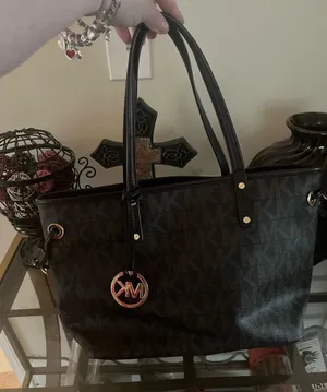 Michael Kors Dark Brown MK Signature Tote with Gold Accents thumbnail 1