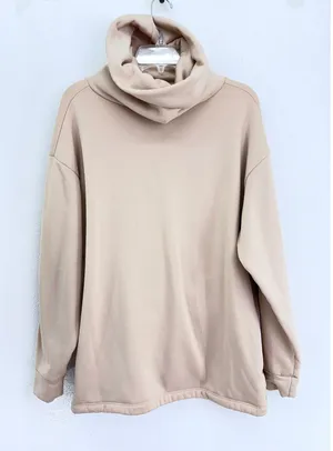 Dudley Stephens Clover Turtleneck French Terry Sweatshirt Beige Size L thumbnail 1