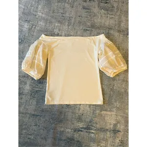 Free People Ivory Rock With It Embroidered Knit Blouse Medium thumbnail 5