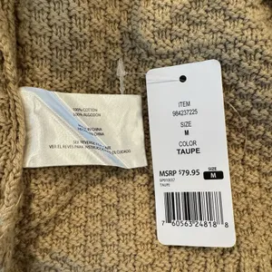 GAP Taupe Textured Cotton Open Front Longline Cardigan Sweater Size M NWT thumbnail 7