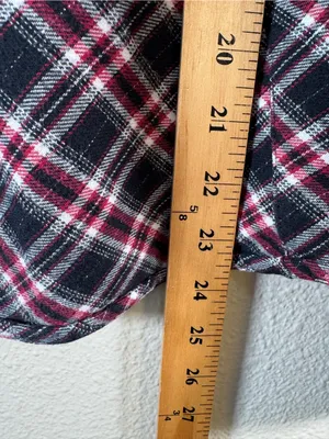 Harley Davidson Red Black Plaid Button Down Shirt Womens L Embroidered Flannel thumbnail 3