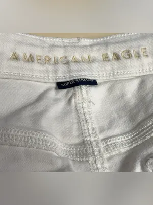 American Eagle White Super Stretch Raw Hem Denim Mini Skirt Size 00 thumbnail 10