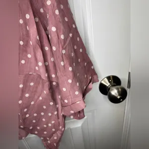 Fate Pink Ombre Polka Dot Tie Front Button Down Blouse Size M thumbnail 4