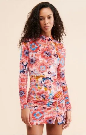 Della Burnout Velvet Mini Dress in Fruit Punch Combo thumbnail 1