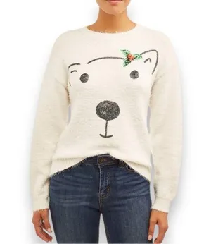 HOLIDAY TIME White‎ Polar Bear Long Sleeve Relaxed Fit Sweater Small | EUC thumbnail 1