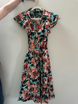 Anthropologie Maeve Flutter-Sleeve Midi Shirt Dress thumbnail 3