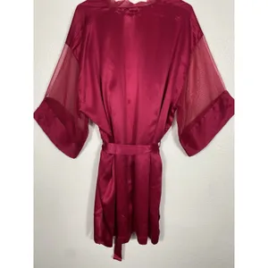 Victoria's Secret Pink Satin Sheer Sleeve Tie Waist Kimono Robe One Size thumbnail 8