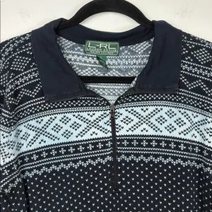 Lauren Ralph Lauren Active Quarter Zip Sweater Women’s Size Large Cotton Navy thumbnail 2