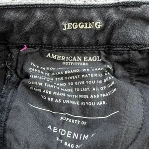 American Eagle Black Skinny Jeans Womens 8 Stretch Jegging Faded Wash High Rise thumbnail 5