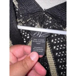 Midnight Velvet Women Black Gold Metallic Striped Open Knit Cardigan One Size thumbnail 3