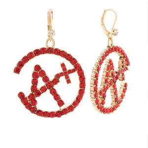 ♥️✨BETSEY JOHNSON A Plus Red Rhinestone Crystal Drop Earrings School Teacher thumbnail 2