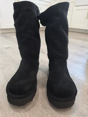 Bearpaw NWT Snuggle Murphy Platform Lo Boots Black Size 11W WIDE sherpa suede thumbnail 10