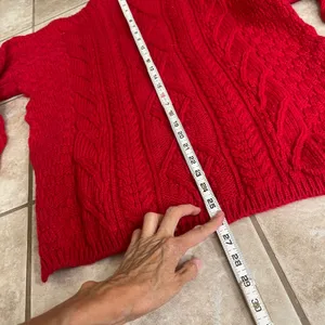 Irish Homecraft Red 100% Oiled Wool Cable Knit Fisherman Sweater Ireland Large thumbnail 8