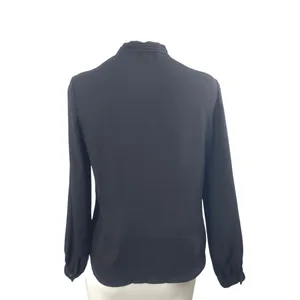 Banana Republic Black Pintuck Pleats Tie Neck Long Sleeve Shirt Blouse Top XS thumbnail 3