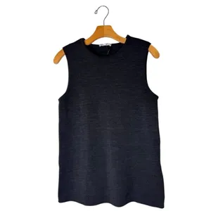 Zara Shirt Women Small Gray Crew Neck Sleeveless Knit Side Slit Tank Top Tunic‎ thumbnail 2