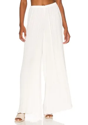 Good American White Plisse Georgette Wide Leg Pleated Pants 3/4 (US L/Xl) NWT thumbnail 1