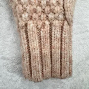 AEO Cropped Cable Knit Sweater Beige Peach American Eagle Mock Neck Wool Blend S thumbnail 5