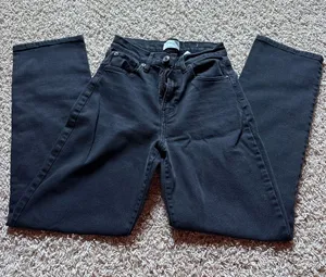 Macy's Black High-Rise Straight Jeans thumbnail 1