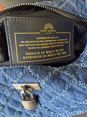 Kurt Geiger quilted Denim Shoulder Bag with Chain Strap - Blue thumbnail 6