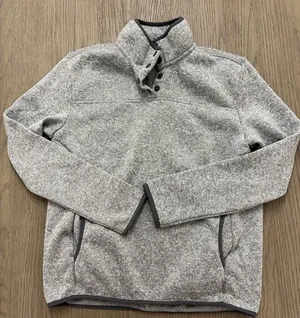 Eddie Bauer Women’s Fleece Pullover Medium Gray Snap Neck Sweater thumbnail 1
