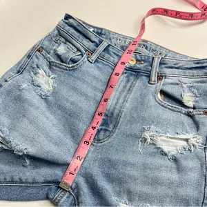 American Eagle Mom Jeans distressed size 00 regular juniors denim cotton‎ blend thumbnail 8