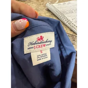 J.Crew Blue Button Down Shirt White Buttons Size Small thumbnail 6