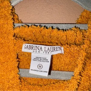 Sabrina Lauren New York mock neck textured‎ teddy sweater orange yellow medium thumbnail 3