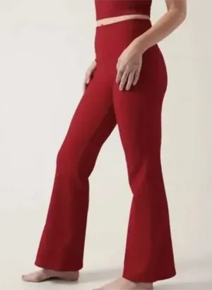 Athleta Salutation Stash Pocket Rib Flare Meg Red Pants Womens Medium thumbnail 1