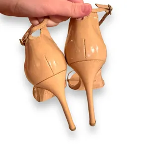 Stuart Weitzman Nudistrong Patent Leather Ankle Wrap‎ High Heel Sandals Sz 9.5 thumbnail 3