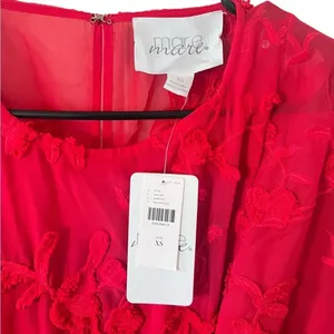 Anthropologie Mare Mare Amal Red Textured Mini Dress NEW thumbnail 3