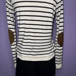 Poof! Striped Cream and Black Cardigan with Elbow Patches thumbnail 14