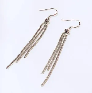 Women Korean Style Tassel Sterling Silver Earrings thumbnail 1