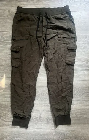 Community Aritzia Olive Army Green 100% Cotton Cargo Joggers Y2K Streetwear L thumbnail 1