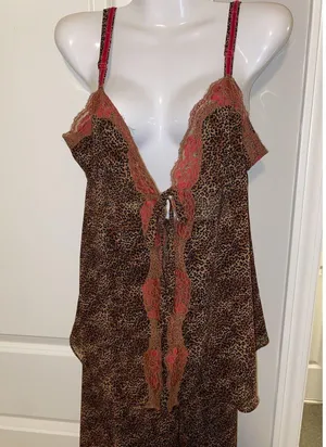 Victoria’s Secret lingerie vintage Y2K leopard print teddy & Bottoms EUC Sz L thumbnail 2