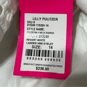 Lilly Pulitzer Women’s Size 14 White Celestina V-Neck Eyelet Mini Dress Romper thumbnail 8