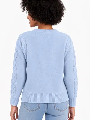 Charter Club Soft Blue 100% Cashmere Cable-Knit V-Neck Sweater Size Medium thumbnail 3