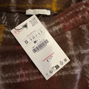 Zara Brown Brick Red Plaid Mini Skirt NWT Sz. SM Academia Fall Preppy Pull On thumbnail 7